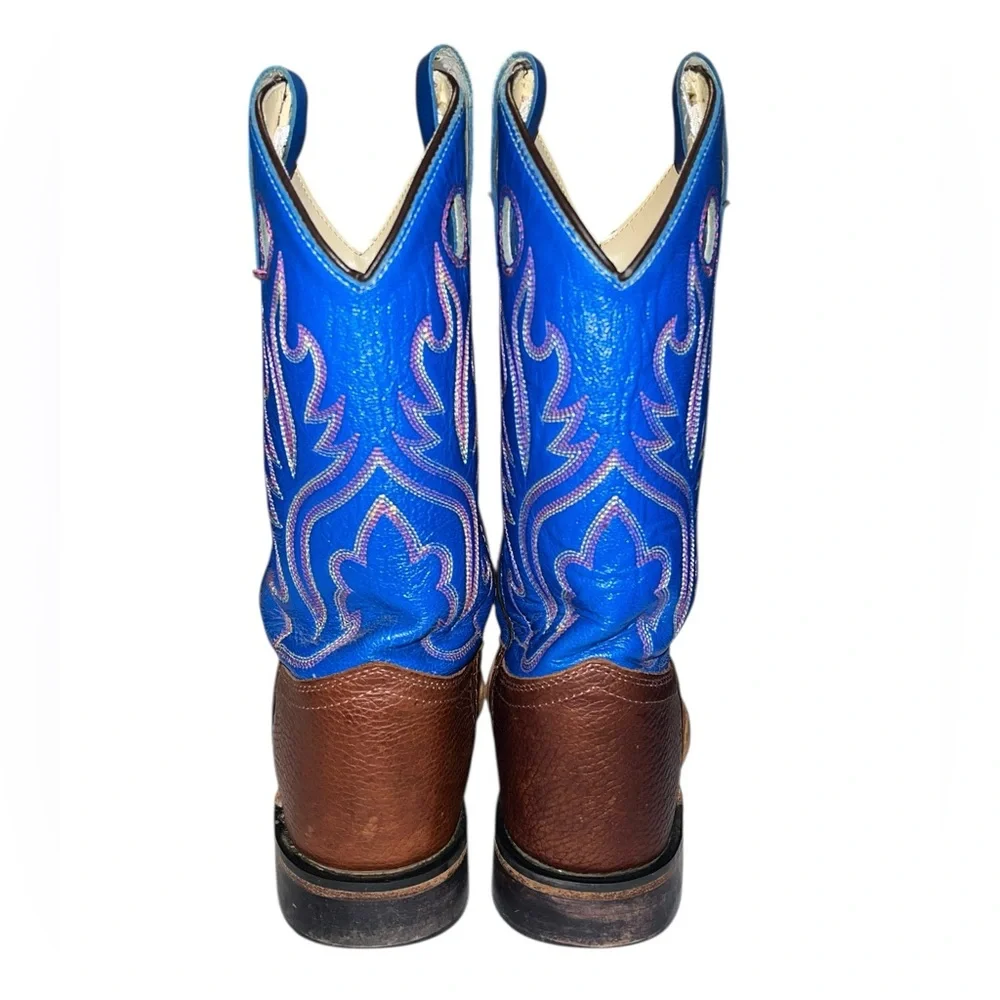 Cody James Brown Leather Blue Top Square Toe Boots